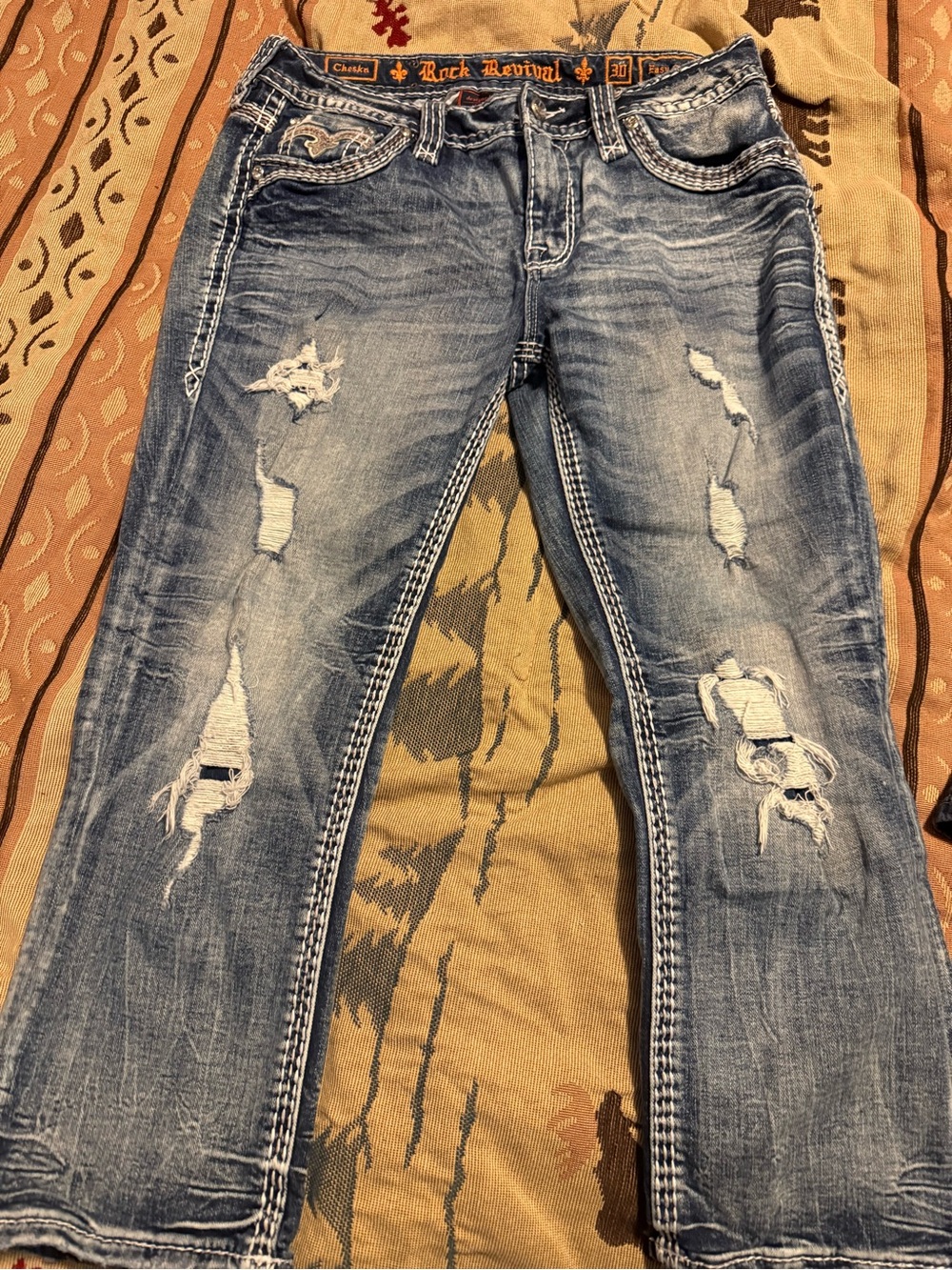 Rock Revival Distressed Light Blue Cropped Jeans
